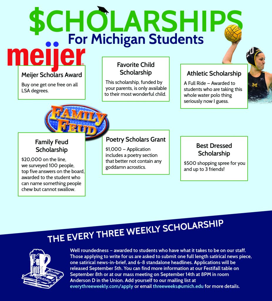 Scholarships For Michigan Students The Every Three Weekly