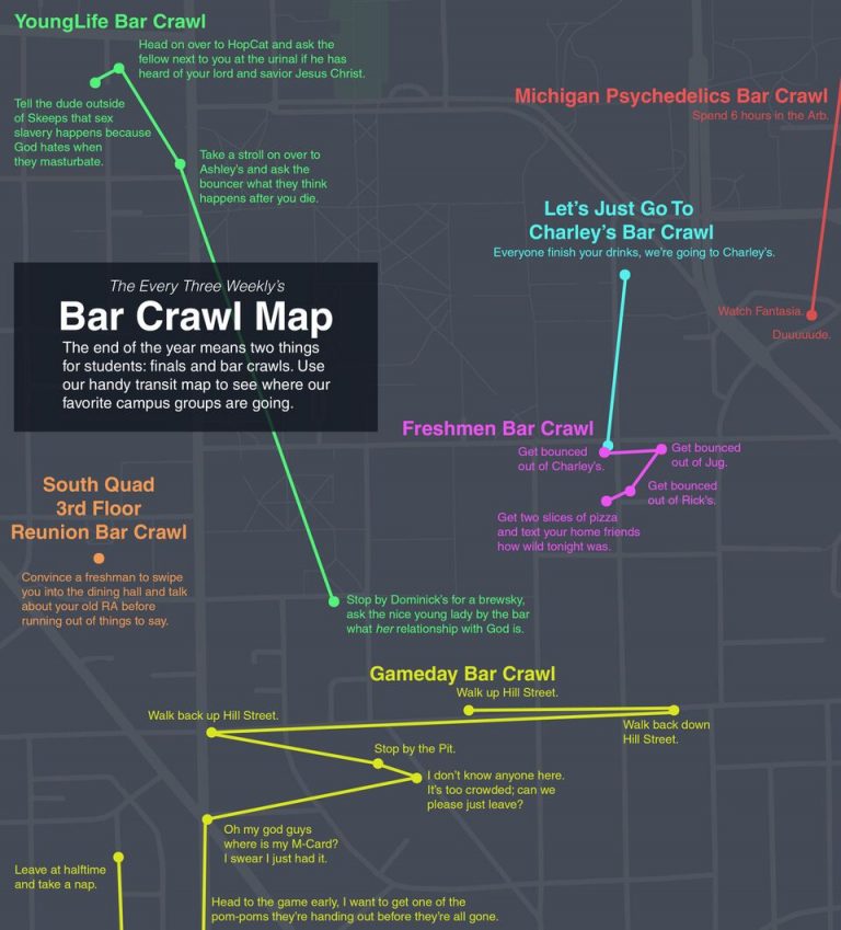 The Every Three Weekly’s Bar Crawl Map The Every Three Weekly