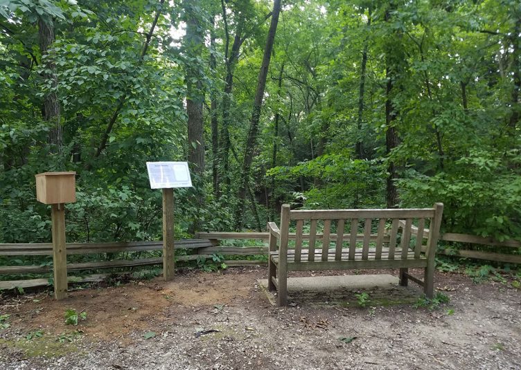 A park bench in the arb waiting to be broken up on