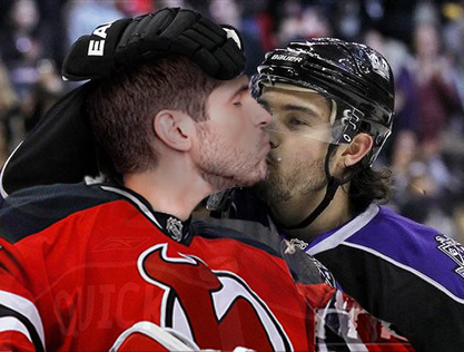Hockey Players Kissing
