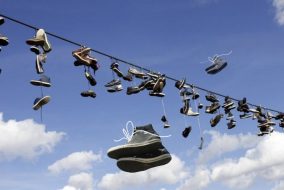 Edited: sneakers flying and landing on telephone wire