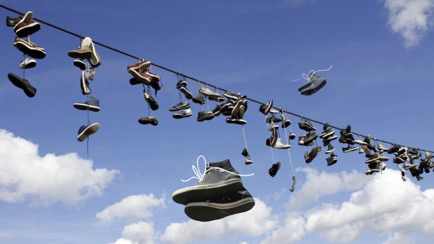 Edited: sneakers flying and landing on telephone wire