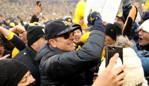 Jim Harbaugh, looking proud of himself after a victory
