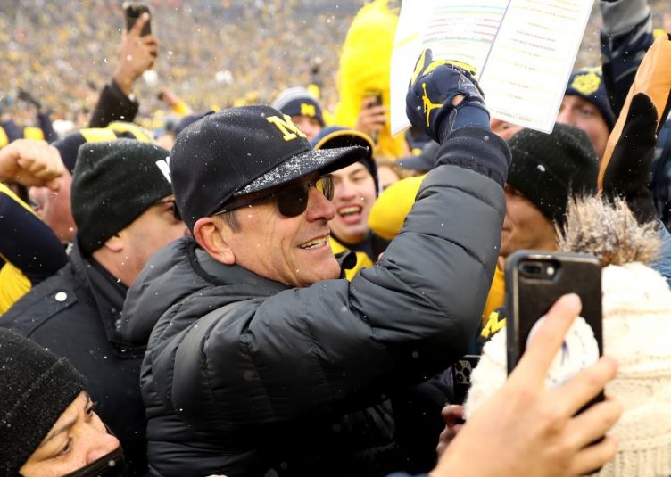 Jim Harbaugh, looking proud of himself after a victory