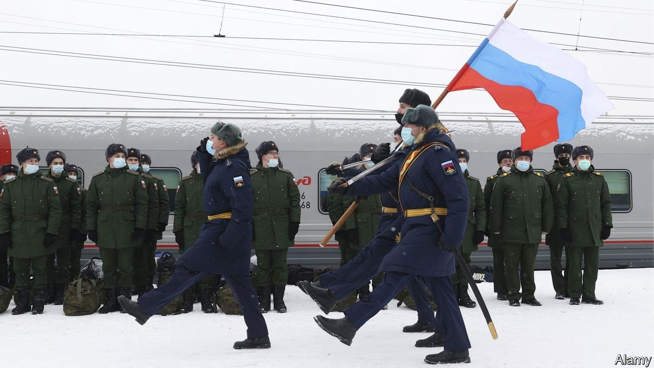 Group of Russian soldiers marching