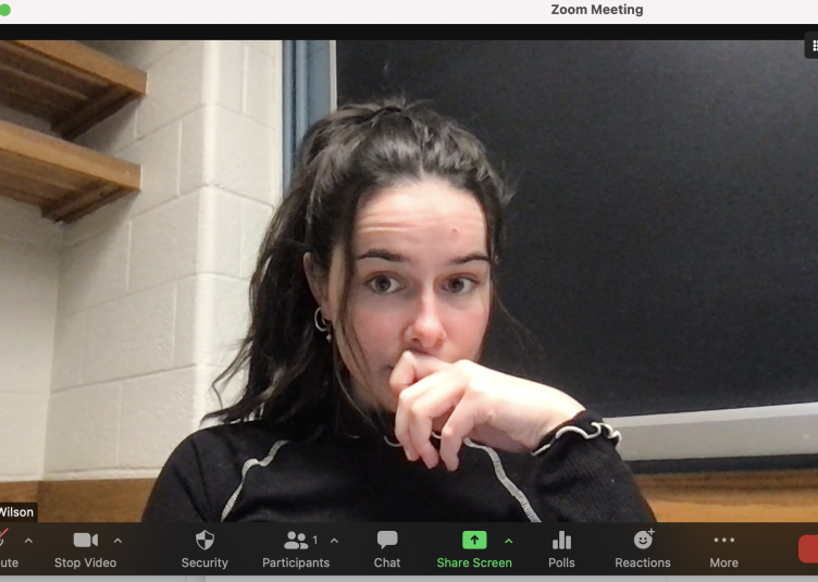 A sorority girl in a Zoom meeting.
