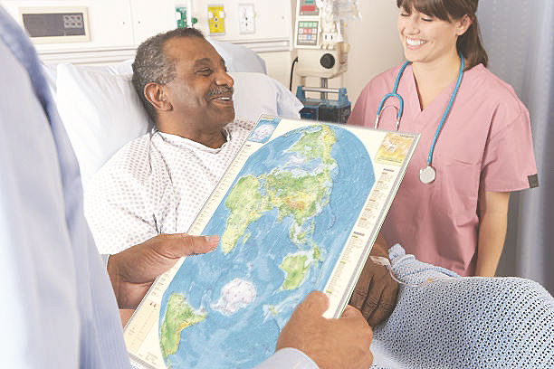 Doctor looking at a map