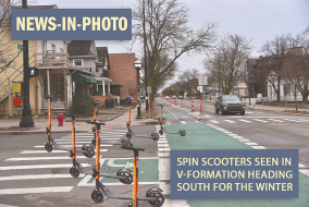 Spin scooters in V formation