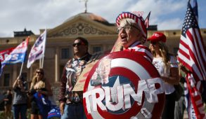 Supporters of Donald Trump protesting