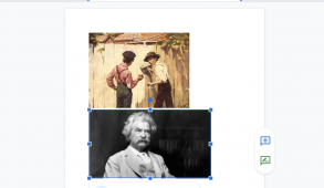 A Google doc with two photos, one black and white and one in color