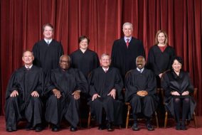 The nine judges of SCOTUS, including Justice Steve Harvey