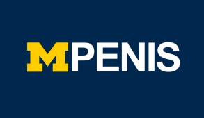 The University of Michigan's premiere social club: M-Penis logo with the UofM block M