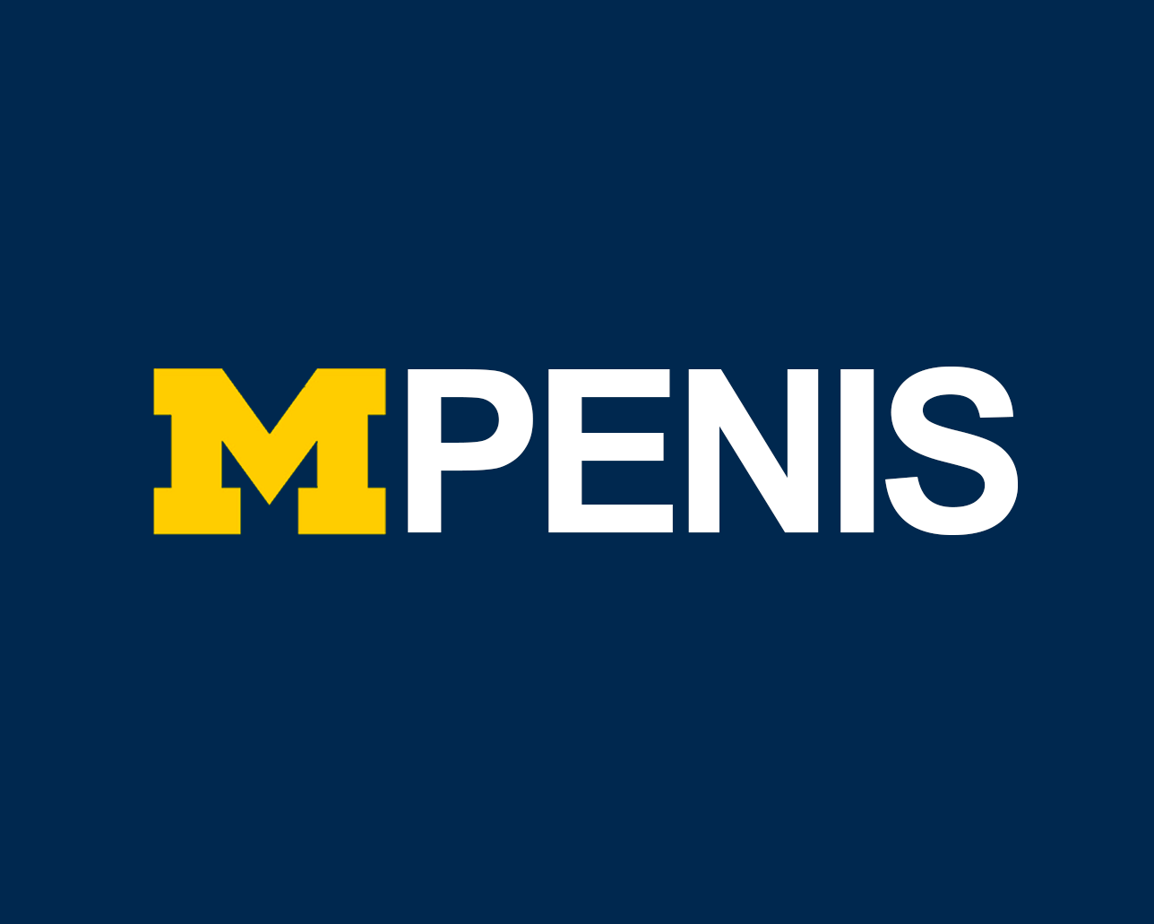 The University of Michigan's premiere social club: M-Penis logo with the UofM block M