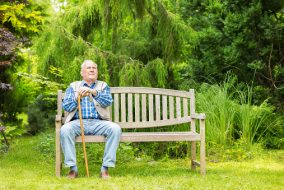 Senior man sitting on bench