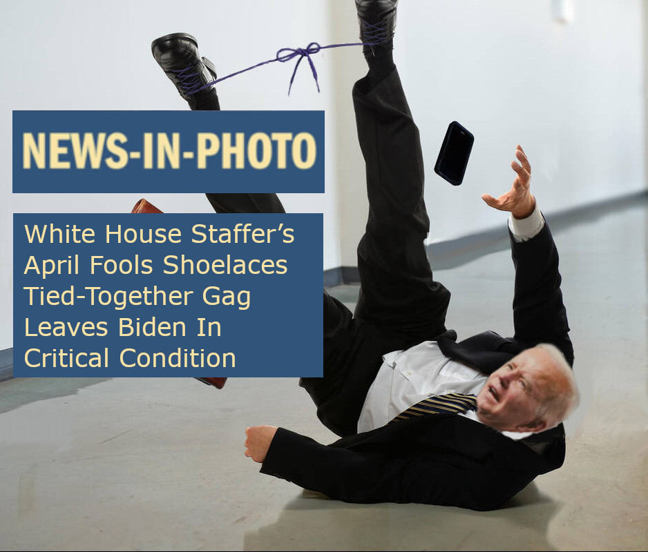 White House Staffer’s April Fools Shoelaces Tied-Together Gag Leaves Biden In Critical Condition